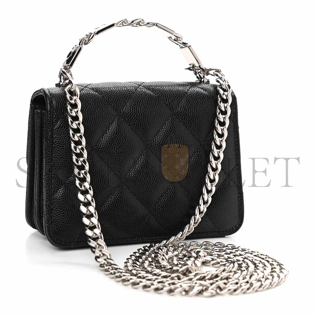 Ch*el caviar quilted pick me up clutch with chain black (13*9.5*6cm)
